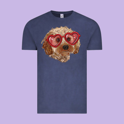 Vintage Tee toy poodle with love glasses
