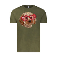 Vintage Olive toy poodle with love glasses Vintage Tee - RanaPortraitStore