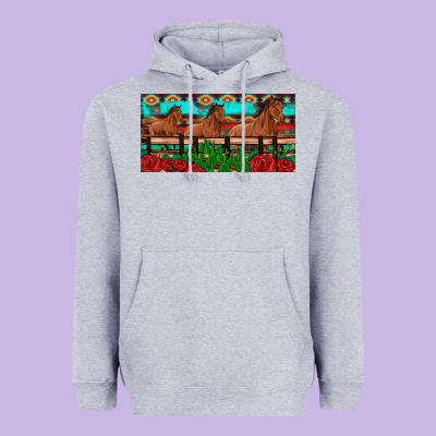 Horses Roses Ann Cactuses License Plate Heavyweight Hoodie Designed By Artiststas