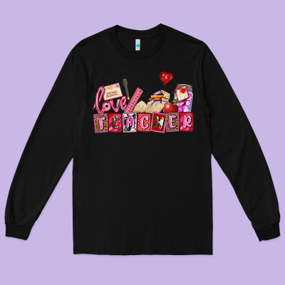 Valentines Day Teacher Long Sleeve Tee Designed By Adodesignshop