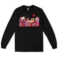 Black valentines day teacher Long Sleeve Tee - AdoDesignShop