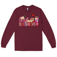 Burgundy valentines day teacher Long Sleeve Tee - AdoDesignShop