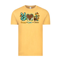 Vintage Mustard peace love jesus Vintage Tee - texasbilliewilder