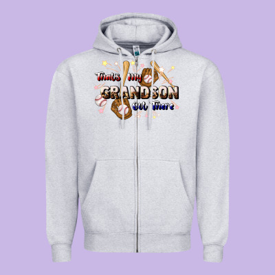 That's My Grandson Out There Baseball Zipper Hoodie Designed By Jahusdesignshop
