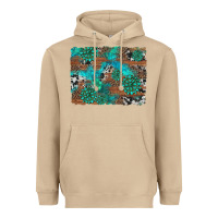 Mushroom gemstone wood and cowhide background Heavyweight Hoodie - Artiststas