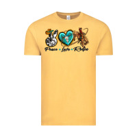Vintage Mustard peace love rodeo Vintage Tee - texasbilliewilder