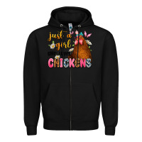 Black just a girl who loves chickens Zipper Hoodie - JahusDesignShop