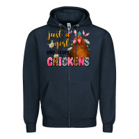 Navy just a girl who loves chickens Zipper Hoodie - JahusDesignShop