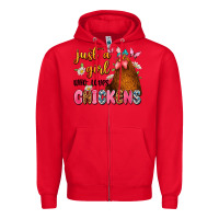 Red just a girl who loves chickens Zipper Hoodie - JahusDesignShop