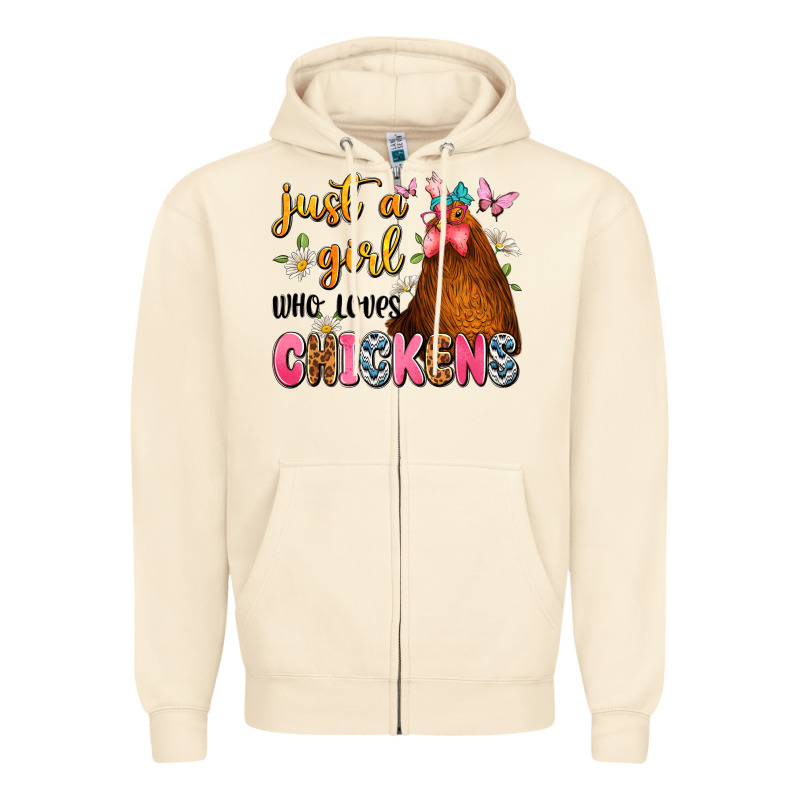 Just A Girl Who Loves Chickens Zipper Hoodie by JahusDesignShop | Teevron