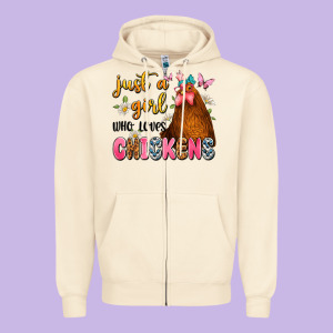 Just A Girl Who Loves Chickens Zipper Hoodie Designed By Jahusdesignshop