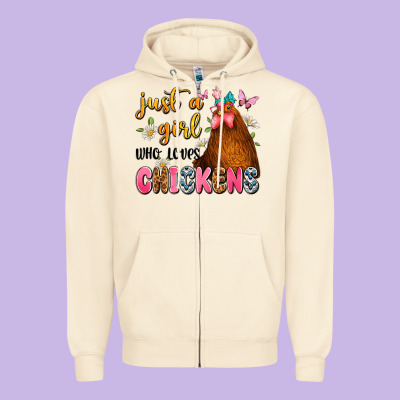 Just A Girl Who Loves Chickens Zipper Hoodie Designed By Jahusdesignshop