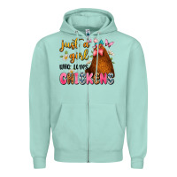 Seafoam just a girl who loves chickens Zipper Hoodie - JahusDesignShop