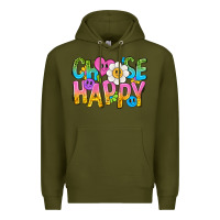 Army Green choose happy with smile Premium Hoodie - NancyCooperArtShop
