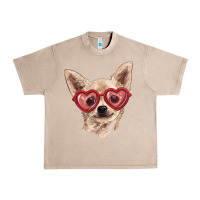French Oak chihuahua dog with love glasses Urban Heavy Tee - RanaPortraitStore