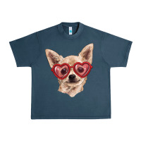 Midnight Navy chihuahua dog with love glasses Urban Heavy Tee - RanaPortraitStore