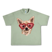 Oil Green chihuahua dog with love glasses Urban Heavy Tee - RanaPortraitStore