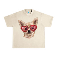 Sandshell chihuahua dog with love glasses Urban Heavy Tee - RanaPortraitStore
