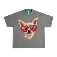 Chihuahua Dog With Love Glasses Urban Heavy Tee | Teevron