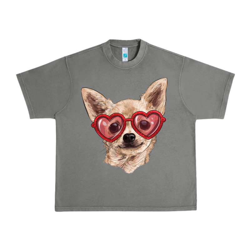 Chihuahua Dog With Love Glasses Urban Heavy Tee by RanaPortraitStore | Teevron