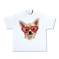 White chihuahua dog with love glasses Urban Heavy Tee - RanaPortraitStore