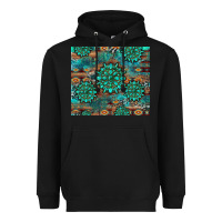 Black gemstone turquoises aztec leopard cowhide Heavyweight Hoodie - Artiststas