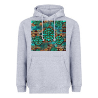 Heather Grey gemstone turquoises aztec leopard cowhide Heavyweight Hoodie - Artiststas