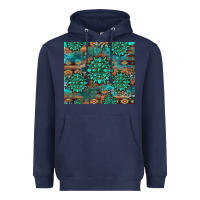 Navy gemstone turquoises aztec leopard cowhide Heavyweight Hoodie - Artiststas