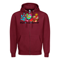 Burgundy peace love  summer Zipper Hoodie - AdoDesignShop