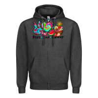 Charcoal Heather peace love  summer Zipper Hoodie - AdoDesignShop