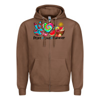 Chestnut peace love  summer Zipper Hoodie - AdoDesignShop