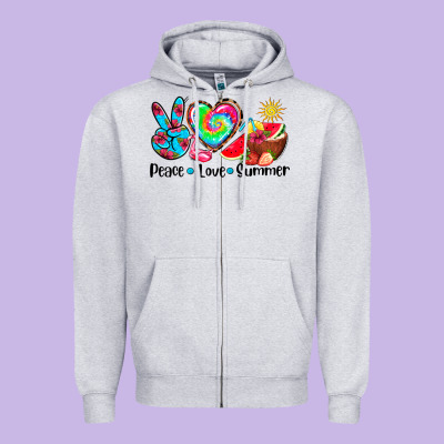 Peace Love  Summer Zipper Hoodie Designed By Adodesignshop