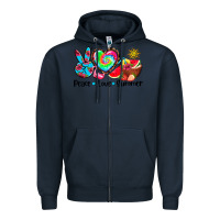 Navy peace love  summer Zipper Hoodie - AdoDesignShop