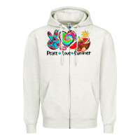 Oatmeal Heather peace love  summer Zipper Hoodie - AdoDesignShop