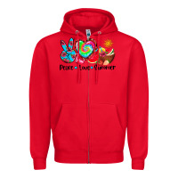 Red peace love  summer Zipper Hoodie - AdoDesignShop