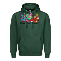Sports Green peace love  summer Zipper Hoodie - AdoDesignShop