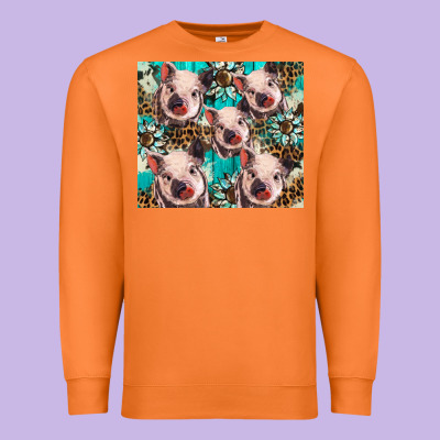 Western Cowhide Sunflower Baby Pig Premium Sweatshirt Designed By Barkaloodesign