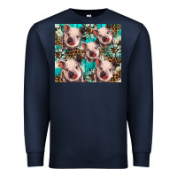 Navy western cowhide sunflower baby pig Premium Sweatshirt - BarkalooDesign