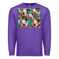 Purple western cowhide sunflower baby pig Premium Sweatshirt - BarkalooDesign