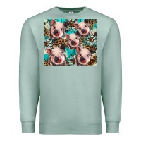 Seafoam western cowhide sunflower baby pig Premium Sweatshirt - BarkalooDesign