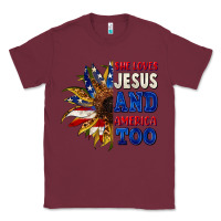 Burgundy She loves Jesus and America too 4th of july Classic Tee - CowGirlArtShop