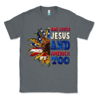 Charcoal Heather She loves Jesus and America too 4th of july Classic Tee - CowGirlArtShop