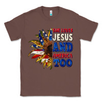 Chestnut She loves Jesus and America too 4th of july Classic Tee - CowGirlArtShop