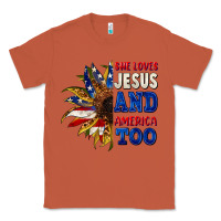 Copper She loves Jesus and America too 4th of july Classic Tee - CowGirlArtShop