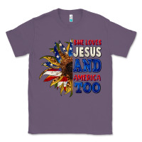 Lavender She loves Jesus and America too 4th of july Classic Tee - CowGirlArtShop