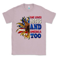 Lilac She loves Jesus and America too 4th of july Classic Tee - CowGirlArtShop