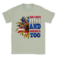 Matcha She loves Jesus and America too 4th of july Classic Tee - CowGirlArtShop