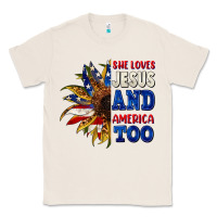 Natural She loves Jesus and America too 4th of july Classic Tee - CowGirlArtShop