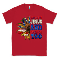Red She loves Jesus and America too 4th of july Classic Tee - CowGirlArtShop