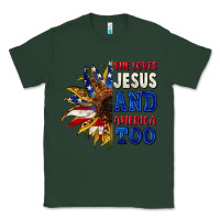 Sports Green She loves Jesus and America too 4th of july Classic Tee - CowGirlArtShop